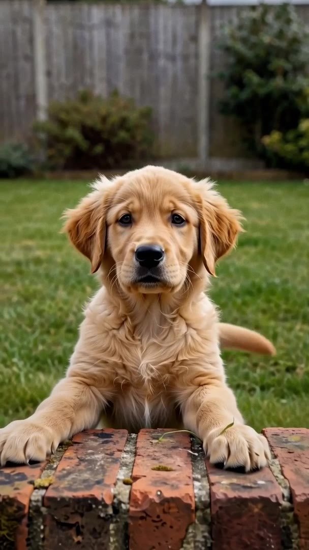 Bao, chiot golden retriever, regarde l’objectif
